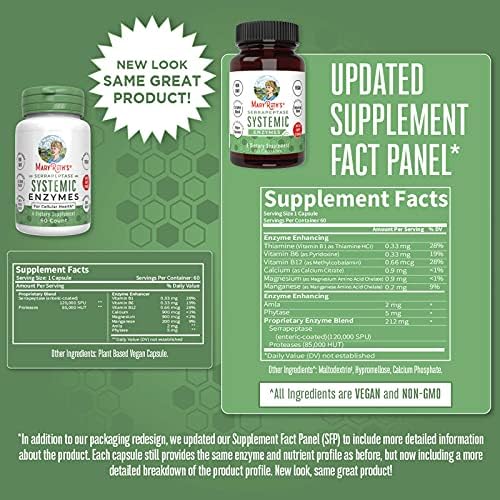 Cápsulas de Enzimas Serrapeptasa MaryRuth Organics | Suplemento Vegano para Alivio de Senos | Salud de Tejidos y Células | 60 Contenido - imagen 5