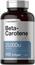 Suplemento de Beta Caroteno Horbäach | 25000 UI en Gelatinas Blandas | 7500 mcg | Vitamina A | 400 Cápsulas | Fórmula Sin OGM y Sin Gluten - imagen 1