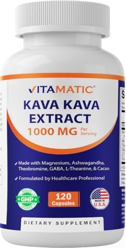 Vitamatic Kava Kava 1000mg con Magnesio, Ashwagandha, GABA, Teobromina, L-Teanina y Cacao – 120 Cápsulas Veganas – Kavalactonas para Ánimo, Estrés y - imagen 1