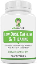 VitaMonk Cápsulas de Cafeína y Teanina de Baja Dosis - Sin Nerviosismo ni Caídas - 25mg de Cafeína y Teanina - 60 Cápsulas - imagen 1