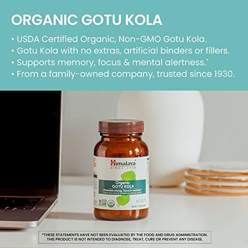 Himalaya Gotu Kola Orgánico, Suministro para 45 Días - Suplemento Herbal Nootrópico con Adaptógenos para Energía, Enfoque, Memoria y Relajación - - imagen 3