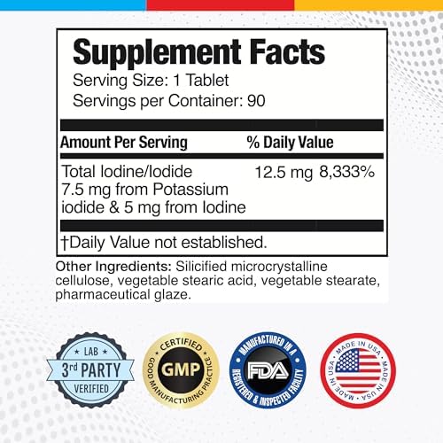 Suplemento Brain Basics Ultra Iodine Complex para el Apoyo de la Tiroides, 12.5 mg de Yodo y Yoduro de Potasio - 90 Tabletas - imagen 2