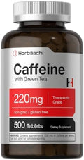 Píldoras de Cafeína Horbäach 220mg con Té Verde | 500 Tabletas | Vegetarianas, Sin OGM y Sin Gluten - imagen 1