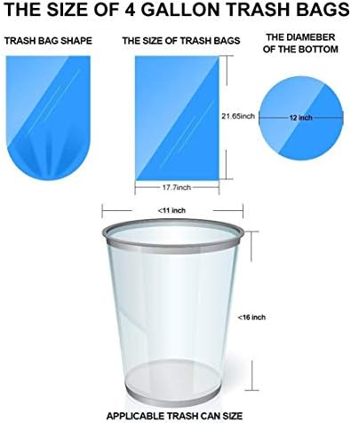 Bolsas de Basura Pequeñas de 4 Galones - 150 Bolsas Transparentes Resistentes para Cocina, Baño y Oficina - Forros de Bote de 15 Litros - imagen 2