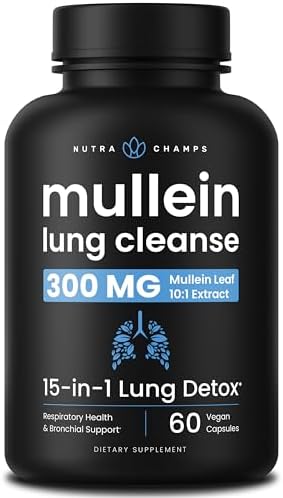 Extracto de Hoja de Mullein NutraChamps para Desintoxicación Pulmonar - Suplemento en Cápsulas para Salud Respiratoria y Limpieza de Pulmones - imagen 1