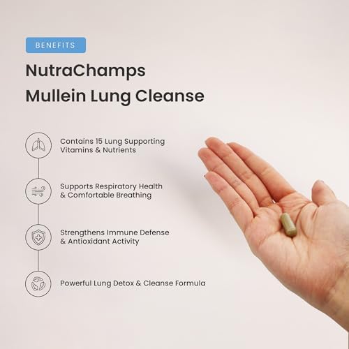 Extracto de Hoja de Mullein NutraChamps para Desintoxicación Pulmonar - Suplemento en Cápsulas para Salud Respiratoria y Limpieza de Pulmones - imagen 3