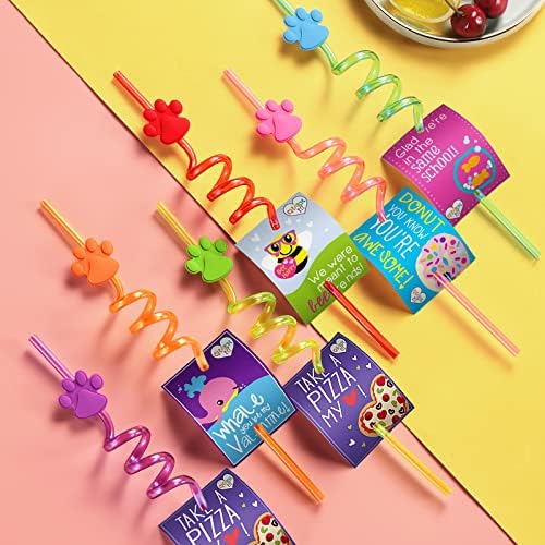 Suministros para Fiesta de Cumpleaños 24 Paw: Popotes con Huellas de Perro y 2 Cepillos de Limpieza para Decoraciones y Recuerdos de Cumpleaños de - imagen 3