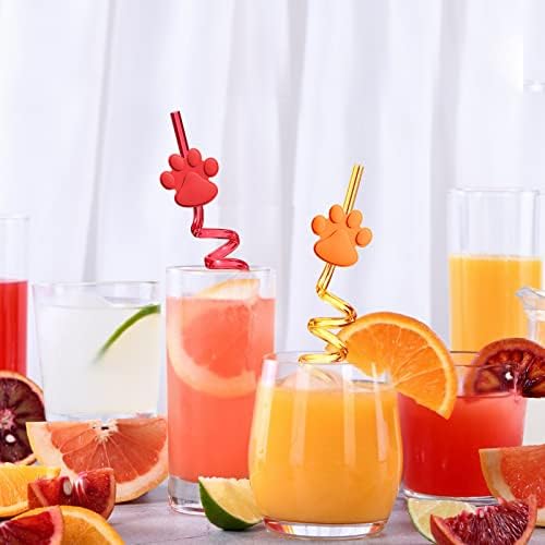 Suministros para Fiesta de Cumpleaños 24 Paw: Popotes con Huellas de Perro y 2 Cepillos de Limpieza para Decoraciones y Recuerdos de Cumpleaños de - imagen 4