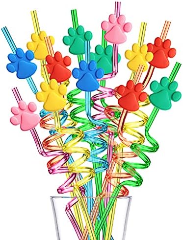 Suministros para Fiesta de Cumpleaños 24 Paw: Popotes con Huellas de Perro y 2 Cepillos de Limpieza para Decoraciones y Recuerdos de Cumpleaños de - imagen 5