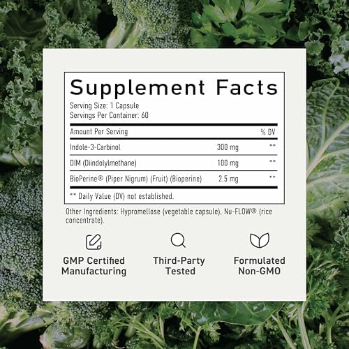DIM e Indole 3 Carbinol para el Balance Hormonal en Mujeres y Hombres | Complejo I3C | Suplementos para la Salud Femenina, Antioxidantes | Vegano, No - imagen 6