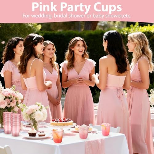 GGOLDMER 50 PZS Vasos Plásticos Rosas - Copas de Vino Desechables Sin Tallo de 12oz, Vasos para Cócteles de Fiesta, San Valentín, Baby Shower, Boda, - imagen 5