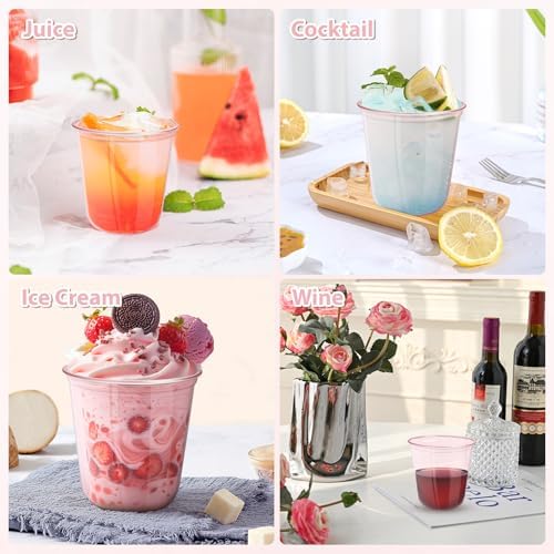 GGOLDMER 50 PZS Vasos Plásticos Rosas - Copas de Vino Desechables Sin Tallo de 12oz, Vasos para Cócteles de Fiesta, San Valentín, Baby Shower, Boda, - imagen 6