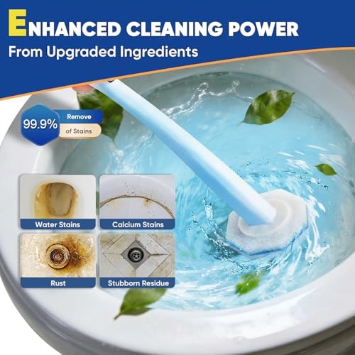 Recargas desechables para cepillo de inodoro HHXI 60Ct, limpiadores de tazas de baño, esponjas desechables prellenadas, compatibles con la mayoría de - imagen 2