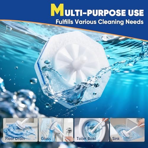 Recargas desechables para cepillo de inodoro HHXI 60Ct, limpiadores de tazas de baño, esponjas desechables prellenadas, compatibles con la mayoría de - imagen 3