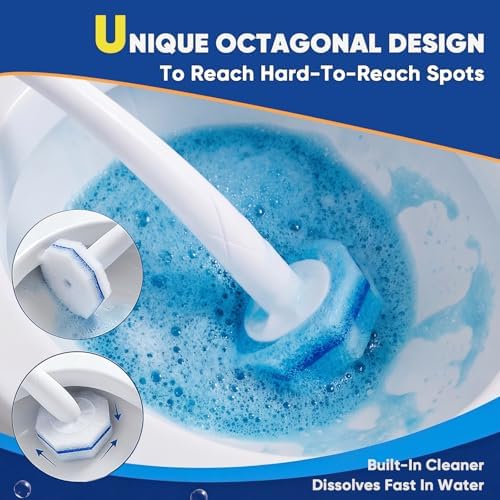 Recargas desechables para cepillo de inodoro HHXI 60Ct, limpiadores de tazas de baño, esponjas desechables prellenadas, compatibles con la mayoría de - imagen 5