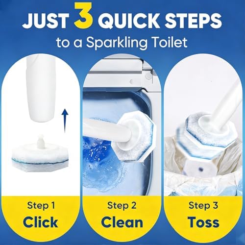 Recargas desechables para cepillo de inodoro HHXI 60Ct, limpiadores de tazas de baño, esponjas desechables prellenadas, compatibles con la mayoría de - imagen 6