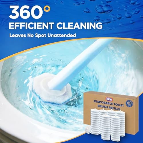 Recargas desechables para cepillo de inodoro HHXI 60Ct, limpiadores de tazas de baño, esponjas desechables prellenadas, compatibles con la mayoría de - imagen 7