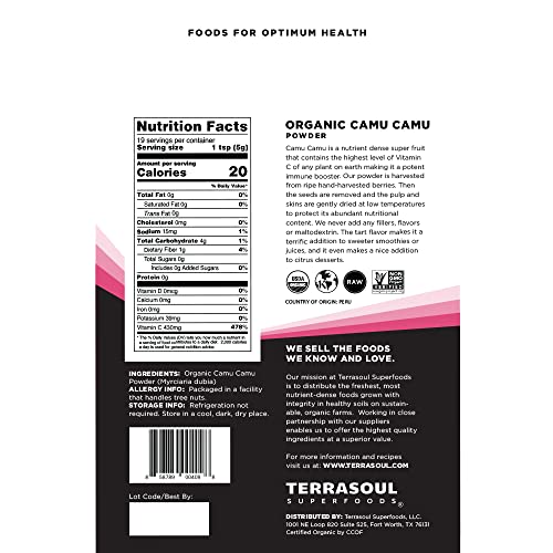Terrasoul Superfoods Polvo de Camu Camu Orgánico, 100 g, Superfruta Amazónica para Apoyo Inmunológico y Recetas Ricas en Vitamina C - imagen 2