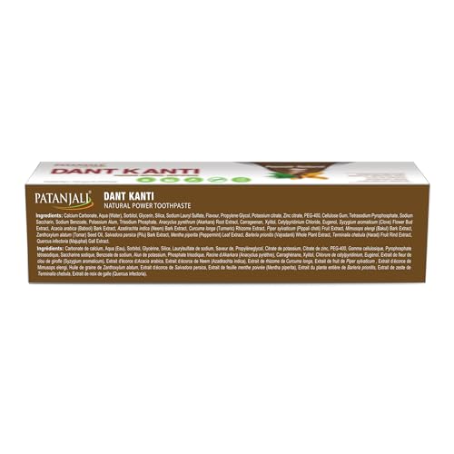 Pasta Dental Natural Patanjali Dant Kanti – Pasta Herbal Ayurvédica Sin Flúor – (Nuevo Empaque 150 g / 5.29 fl oz – Paquete de 6) o (Antiguo Empaque - imagen 3