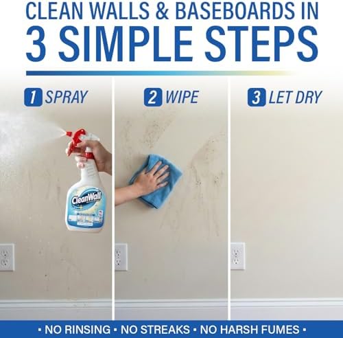Limpiador en Spray CleanWall para Paredes, Puertas y Zócalos – Fórmula Multi-Superficie de 32 oz – Segura para Paredes Pintadas – Hecho en EE. UU. – - imagen 5