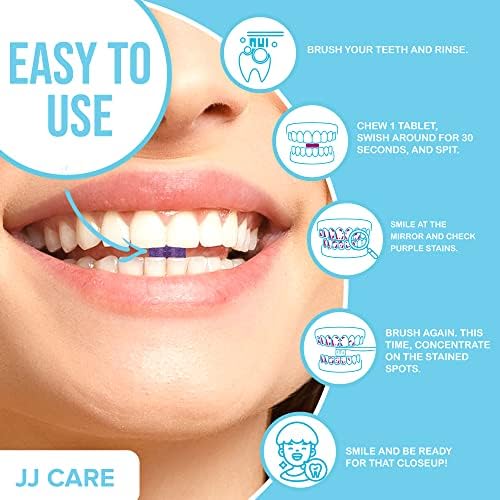 Tabletas Reveladoras JJ Care para Niños y Adultos - 120 Piezas, Tabletas de Placa Envuelta Individualmente, Sabor a Berries, Cuidado Dental para - imagen 4