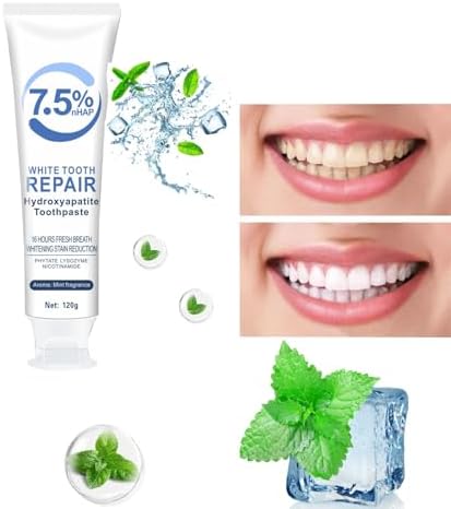 Pasta Dental 3 Pzs 7.5% Hidroxiapatita para Protección del Esmalte, Blanqueamiento y Eliminación de Manchas, Sabor Menta Suave, Uso Diario - imagen 2
