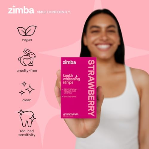 Tiras Blanqueadoras de Dientes con Sabor a Fresa Zimba | Veganas, Seguras para el Esmalte, Blanqueador con Peróxido de Hidrógeno | Tratamiento de 14 - imagen 3
