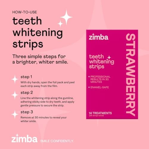 Tiras Blanqueadoras de Dientes con Sabor a Fresa Zimba | Veganas, Seguras para el Esmalte, Blanqueador con Peróxido de Hidrógeno | Tratamiento de 14 - imagen 6