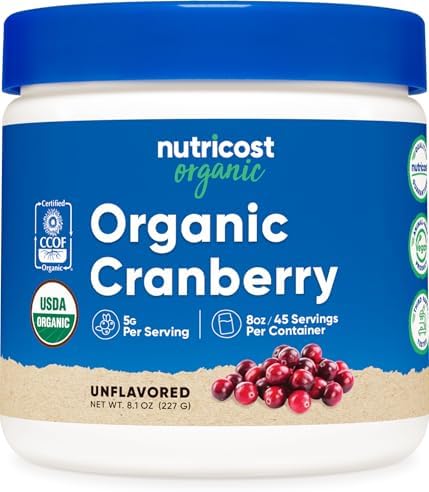 Nutricost Polvo de Arándano Orgánico, 8 oz, 5G por Porción - Sin OGM, Libre de Gluten - imagen 1