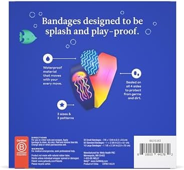 Paquete de Recarga de Vendajes Impermeables Welly | Vendajes Adhesivos Impermeables | Formas y Patrones Variados para Cortes, Raspones y Heridas - - imagen 3