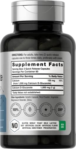 Horbäach Calcio D-Glucarato 1000mg | 120 Cápsulas | Suplemento Libre de OGM y Gluten - imagen 2