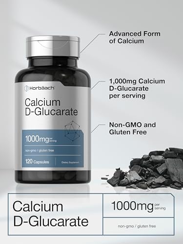 Horbäach Calcio D-Glucarato 1000mg | 120 Cápsulas | Suplemento Libre de OGM y Gluten - imagen 3