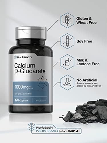Horbäach Calcio D-Glucarato 1000mg | 120 Cápsulas | Suplemento Libre de OGM y Gluten - imagen 4