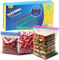 Bolsas de Almacenamiento para Alimentos NANSIKE - Paquete de 100, Reutilizables con Cierre, 3 Tamaños, Seguras para Microondas y Congelador, Sin BPA - imagen 1