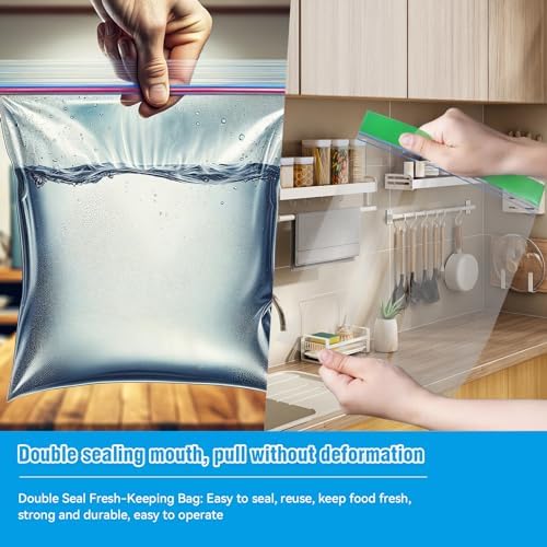 Bolsas de Almacenamiento para Alimentos NANSIKE - Paquete de 100, Reutilizables con Cierre, 3 Tamaños, Seguras para Microondas y Congelador, Sin BPA - imagen 4
