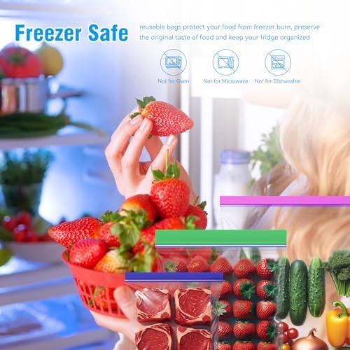 Bolsas de Almacenamiento para Alimentos NANSIKE - Paquete de 100, Reutilizables con Cierre, 3 Tamaños, Seguras para Microondas y Congelador, Sin BPA - imagen 5