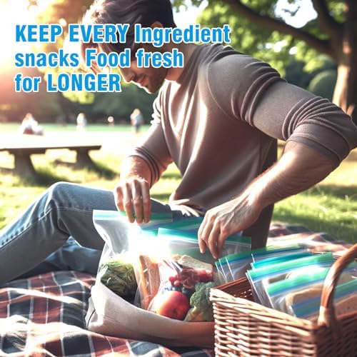Bolsas de Almacenamiento para Alimentos NANSIKE - Paquete de 100, Reutilizables con Cierre, 3 Tamaños, Seguras para Microondas y Congelador, Sin BPA - imagen 7