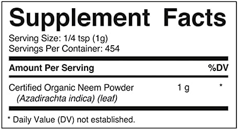 Vitamatic Polvo de Hoja de Neem Orgánico Certificado USDA – 1 lb (16 oz) 100% Puro Azadirachta Indica | Hierba Ayurvédica Tradicional para la Piel, - imagen 2