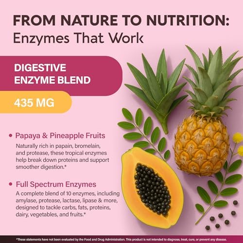 Enzimas Digestivas para Mujeres - Multi Enzimas Digestivas | Papaya | Bromelina | Probióticos y Prebióticos - Soporte Digestivo y Alivio de - imagen 5