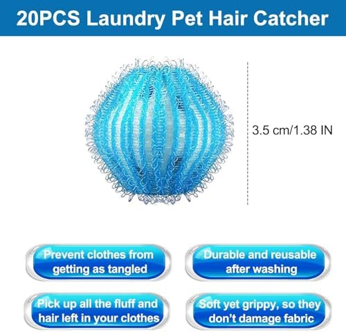 20 Piezas Removedor de Pelo de Mascota para Lavado - Trampas de Pelusa Mini de 1.4 Pulgadas para Lavadora/Secadora, Efectivas para Atrapar Pelo de - imagen 8