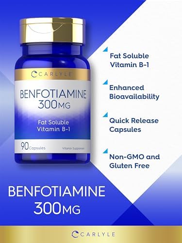 Carlyle Benfotiamina 300mg | 90 Cápsulas | Suplemento de Vitamina B1 Soluble en Grasa | No GMO, Libre de Gluten - imagen 3