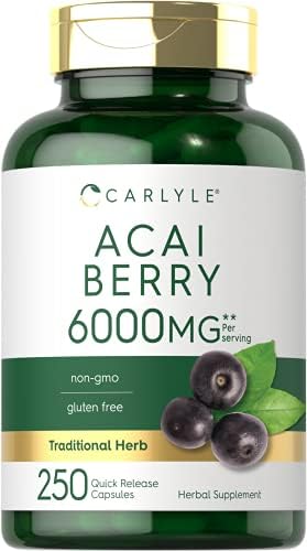 Suplemento de Acai Berry Carlyle | 250 Cápsulas | Extracto Herbal Tradicional | Libre de GMO y Gluten - imagen 1