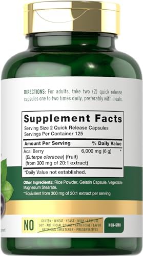 Suplemento de Acai Berry Carlyle | 250 Cápsulas | Extracto Herbal Tradicional | Libre de GMO y Gluten - imagen 2