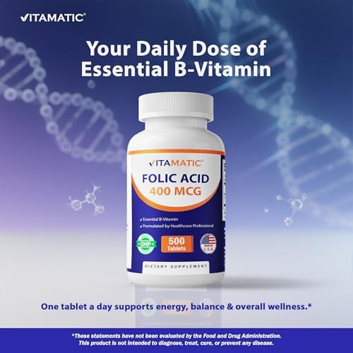 Ácido Fólico Vitamatic 400 mcg - 500 Tabletas Vegetarianas - Vitamina B9 - imagen 6