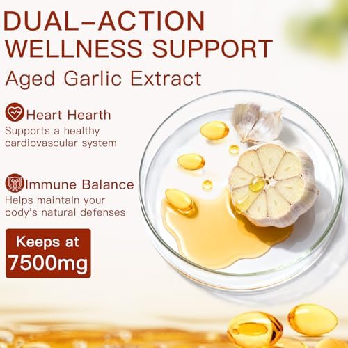 ULIKEATM Extracto de Ajo Aged Sin Olor, 7500mg, Cápsulas Orgánicas de Ajo para Bienestar Antioxidante y Soporte Inmunológico, Vegetariano, No GMO, - imagen 7