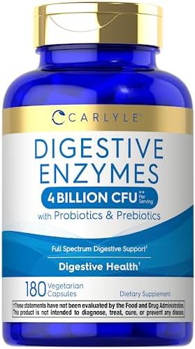 Carlyle Enzimas Digestivas con Probióticos y Prebióticos | 180 Cápsulas | Suplemento Sin OGM y Sin Gluten para Hombres y Mujeres - imagen 1