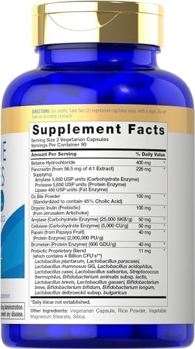 Carlyle Enzimas Digestivas con Probióticos y Prebióticos | 180 Cápsulas | Suplemento Sin OGM y Sin Gluten para Hombres y Mujeres - imagen 2