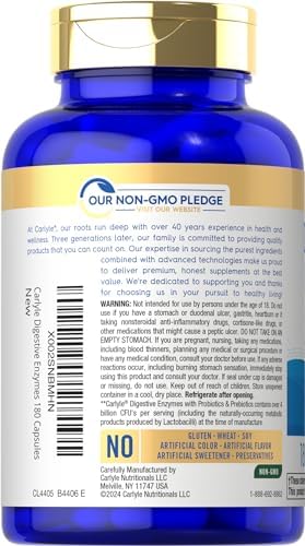 Carlyle Enzimas Digestivas con Probióticos y Prebióticos | 180 Cápsulas | Suplemento Sin OGM y Sin Gluten para Hombres y Mujeres - imagen 3