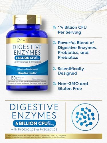 Carlyle Enzimas Digestivas con Probióticos y Prebióticos | 180 Cápsulas | Suplemento Sin OGM y Sin Gluten para Hombres y Mujeres - imagen 4