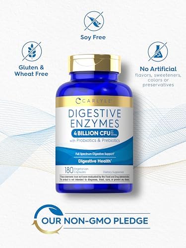 Carlyle Enzimas Digestivas con Probióticos y Prebióticos | 180 Cápsulas | Suplemento Sin OGM y Sin Gluten para Hombres y Mujeres - imagen 5
